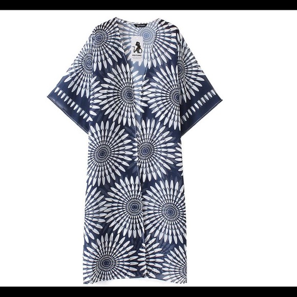 Floral Print Loose Kimono - Picture 3 of 5